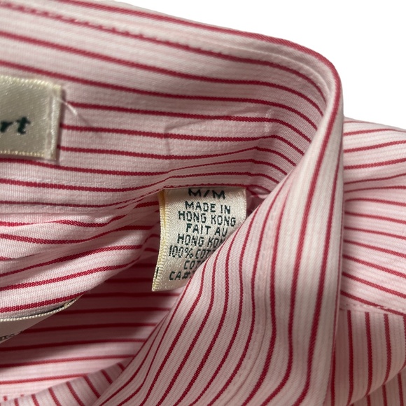 Fairway & Greene Medium Cotton Button Up Red White Stripe Pocket - Picture 4 of 7